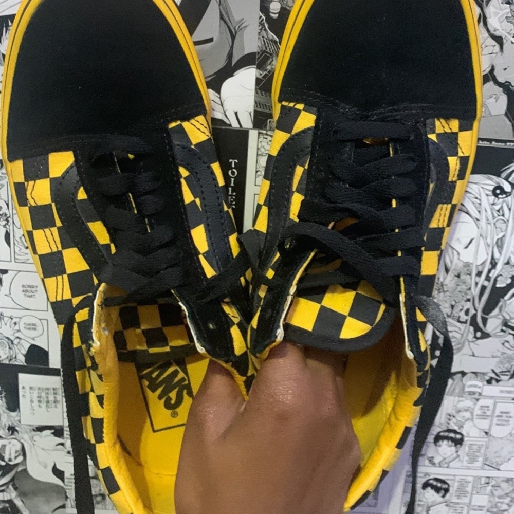 Black and Yellow Checkered Vans